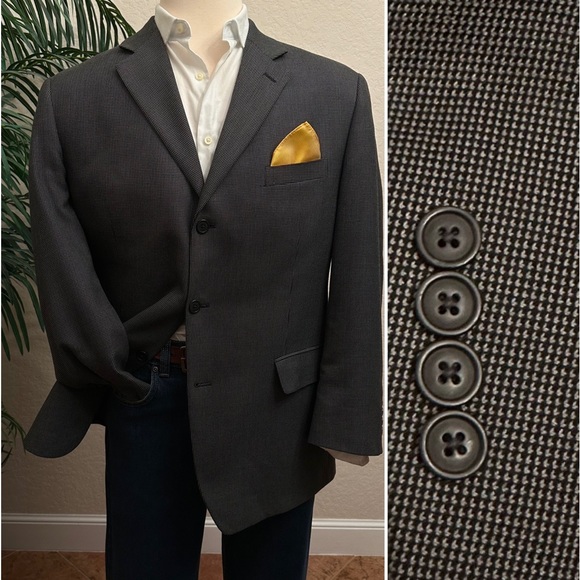 MICHAEL KORS MENS BLAZER SIZE 44S SHORT NAILHEAD SPORT COAT POLY BLEND JACKET